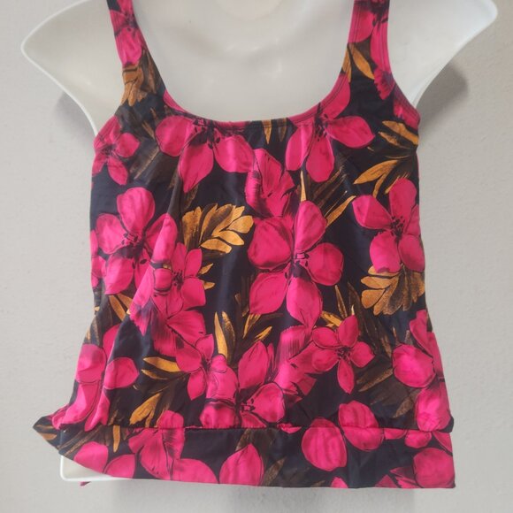 Beach Belle ** stylish Tankini, Black, Gold and red rfloral, size 12/ small - Picture 12 of 12